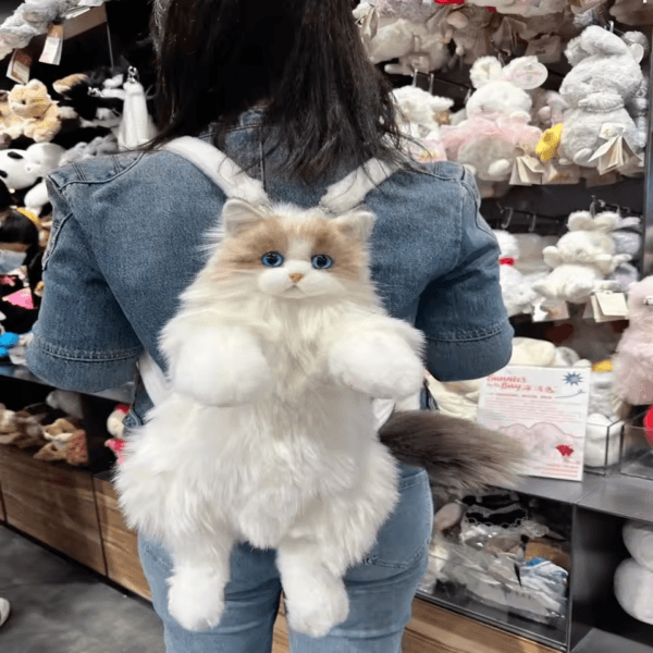2024 Plush Ragdoll Bag Cartoon Cute Cat Backpack Large-capacity Cosmetic Bag - Image 2